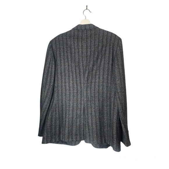 Samuelsohn Grey Striped Wool Silk Blazer Size 44 Formal Office - Picture 3 of 11